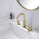 Widespread Bathroom Faucet with Dual Handles and Stainless Steel Pop-Up Drain