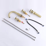 Widespread Bathroom Faucet with Dual Handles and Stainless Steel Pop-Up Drain