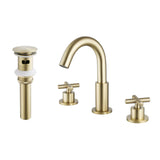 3-Piece Faucet Set with Arched Spout and Cross Knobs