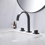 Widespread Bathroom Faucet with Square High-Arc Spout and Pop-Up Drain