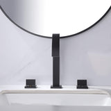 Widespread Bathroom Faucet with Square High-Arc Spout and Pop-Up Drain