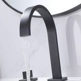 Widespread Bathroom Faucet with Square High-Arc Spout and Pop-Up Drain