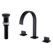 Widespread Bathroom Faucet with Square High-Arc Spout and Pop-Up Drain
