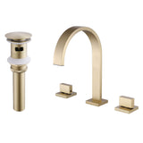 Widespread Bathroom Faucet with Square High-Arc Spout and Pop-Up Drain