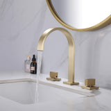 Widespread Bathroom Faucet with Square High-Arc Spout and Pop-Up Drain