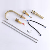 Widespread Bathroom Faucet with Square High-Arc Spout and Pop-Up Drain