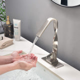 Modern Bathroom Sink Faucet Brushed Nickel Single Handle Vanity Faucet LYJ0035