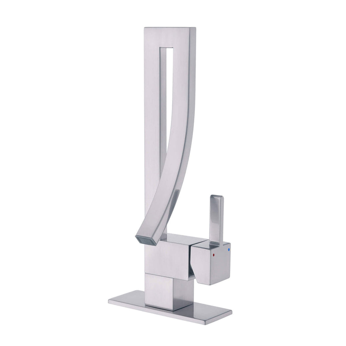 Modern Single Handle Vessel Sink Faucet with Curved Spout