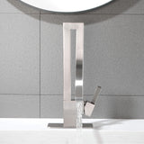 Sculptural Mixer Faucet with Vertical Cutout Spout