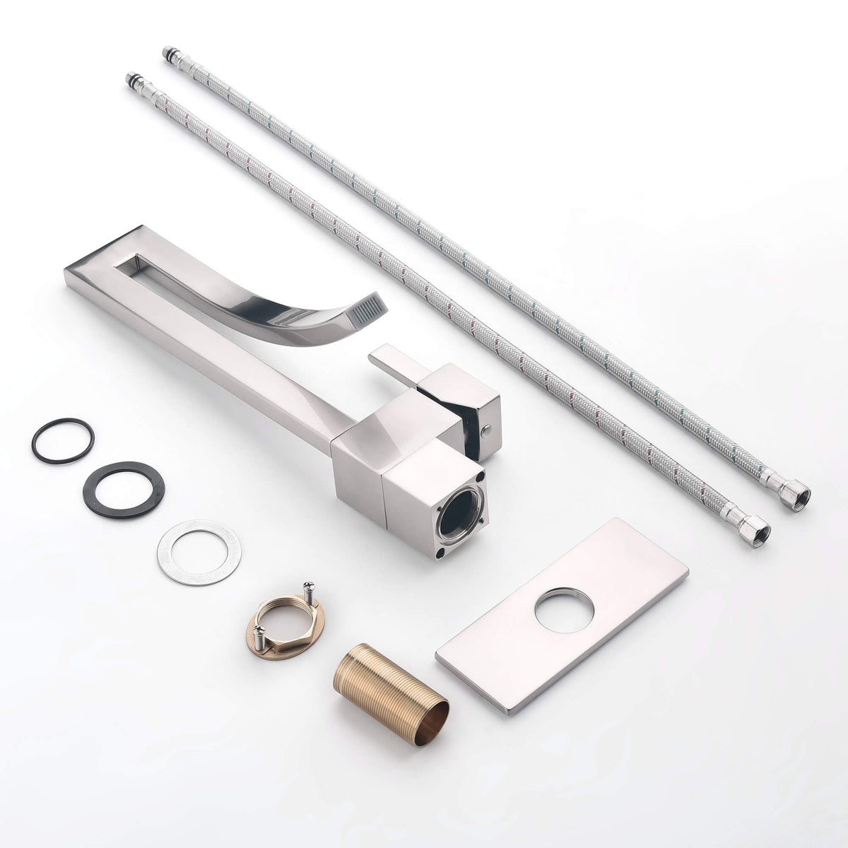 Sculptural Mixer Faucet with Vertical Cutout Spout