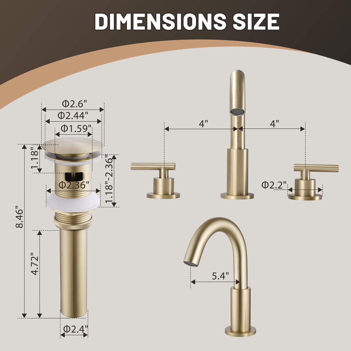 Widespread Bathroom Faucet with Dual Handles and Stainless Steel Pop-Up Drain