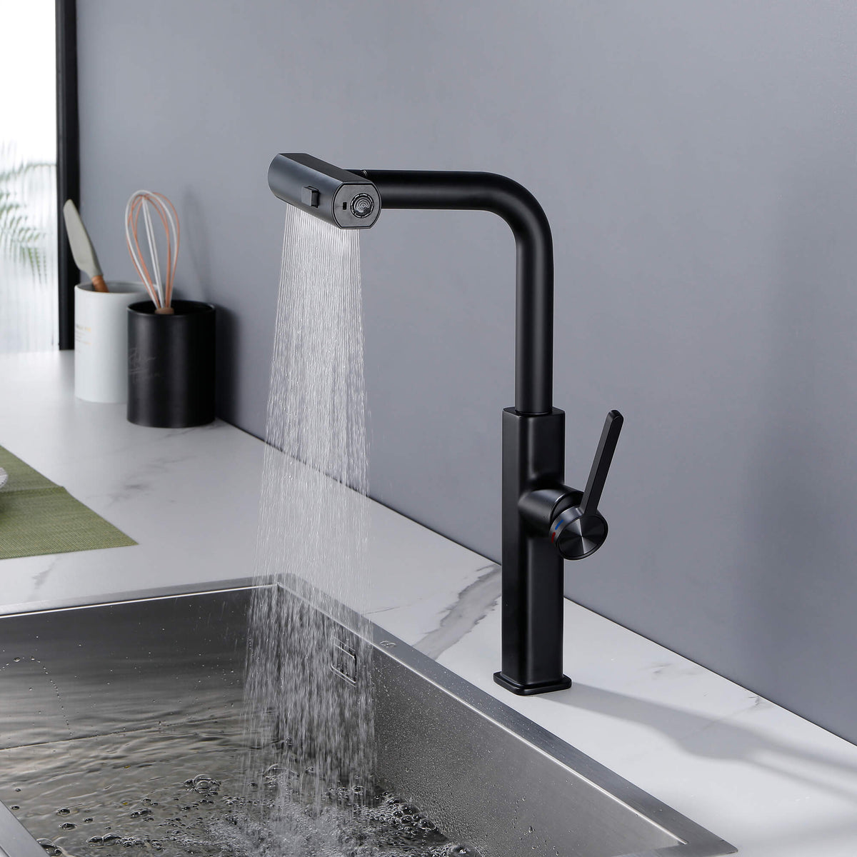 3-function kitchen faucet rain falling