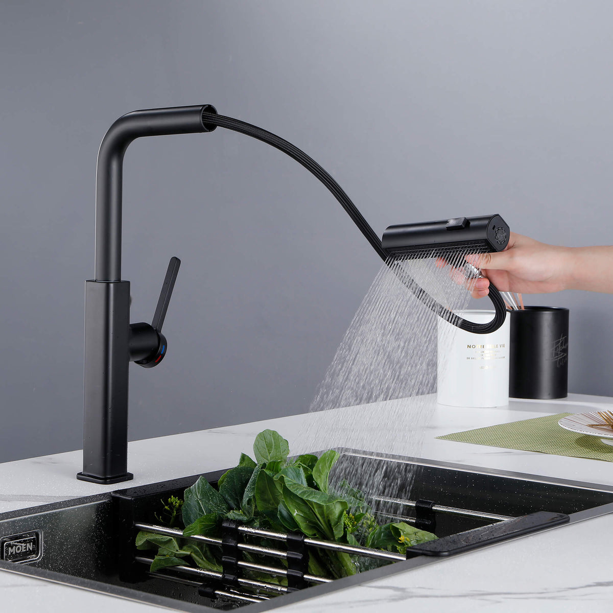 Pull-Out Kitchen Faucet with 360 Swivel and 3 Function Spray Head