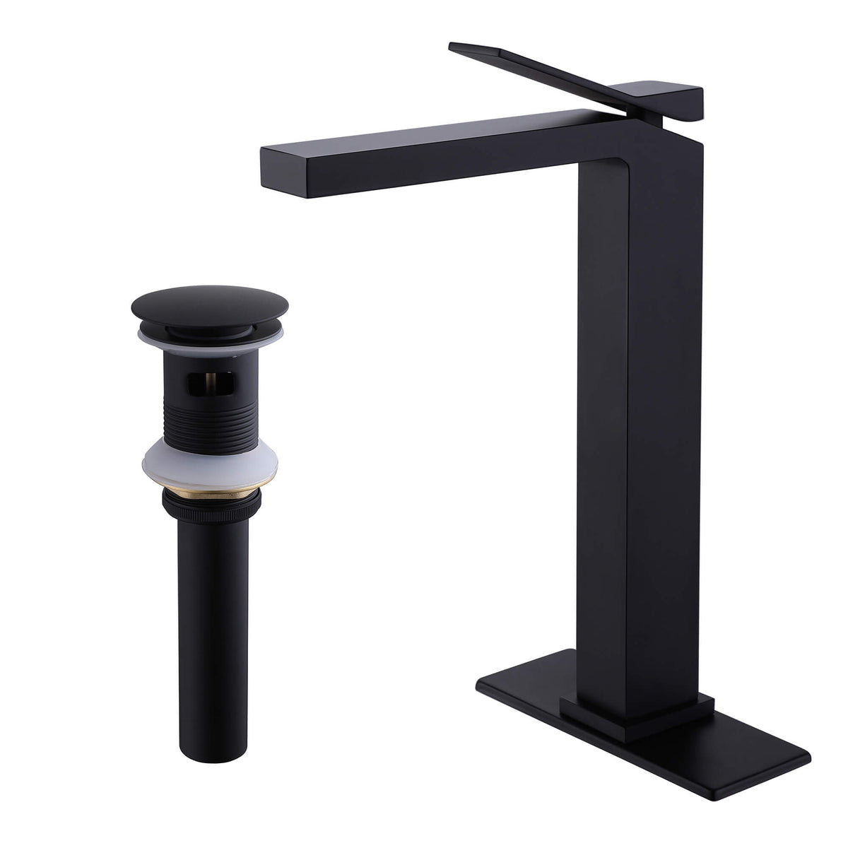Tall Vessel Sink Faucet with Drain Assembly Single Handle Vanity Faucet for Above Counter Basin