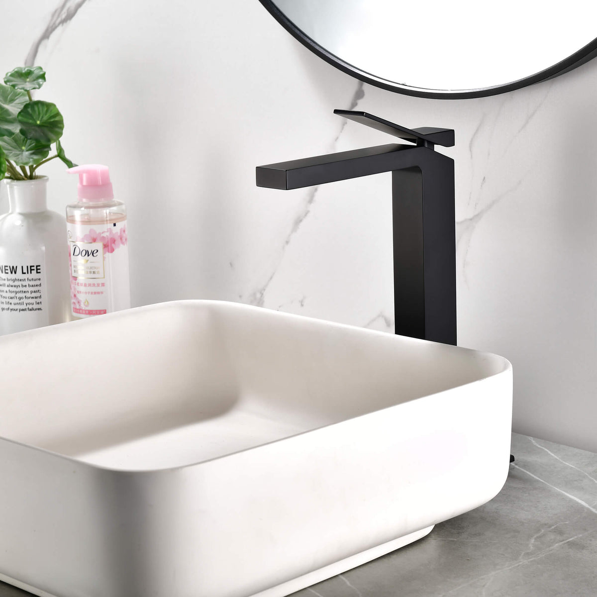 Tall Vessel Sink Faucet with Drain Assembly Single Handle Vanity Faucet for Above Counter Basin