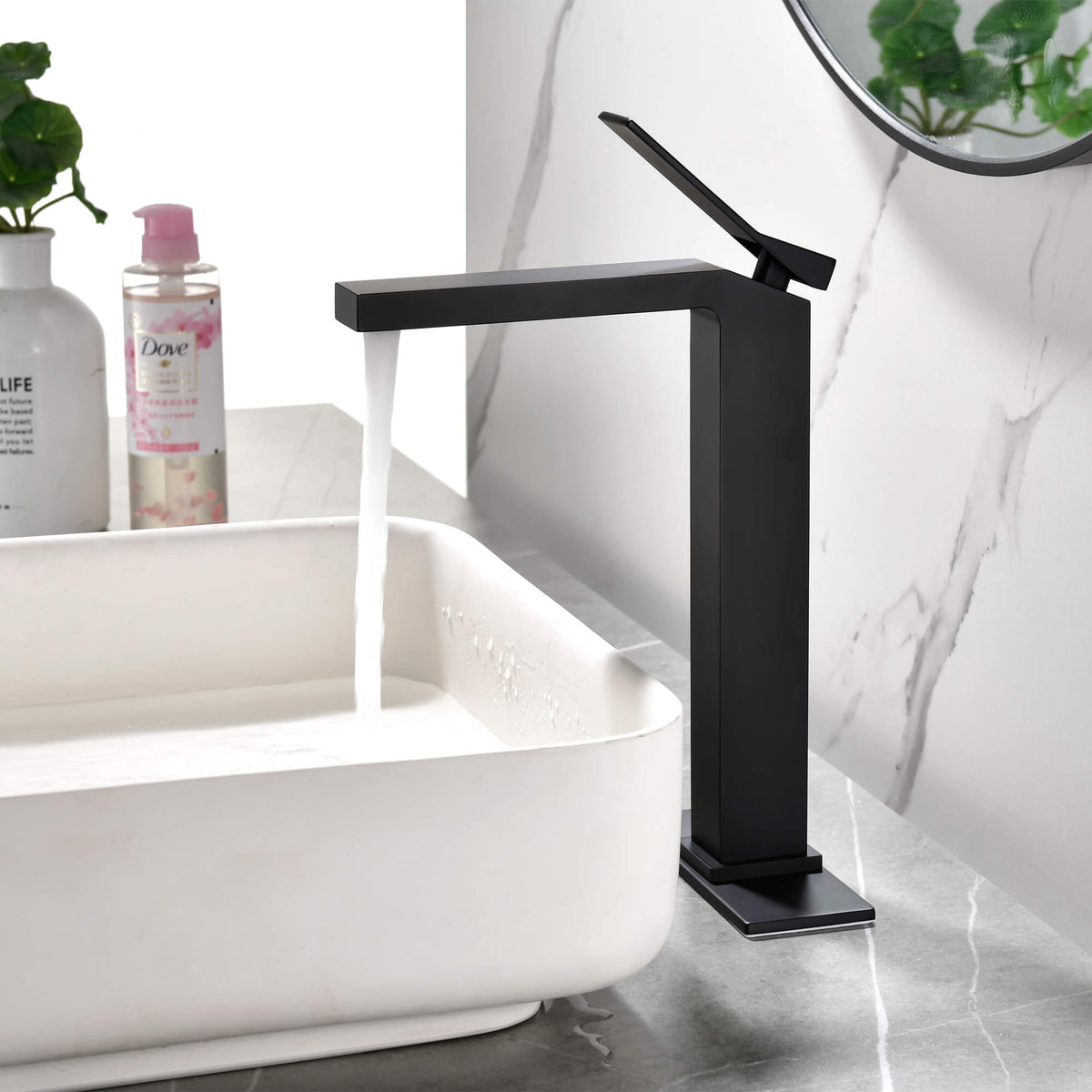 Tall Vessel Sink Faucet with Drain Assembly Single Handle Vanity Faucet for Above Counter Basin