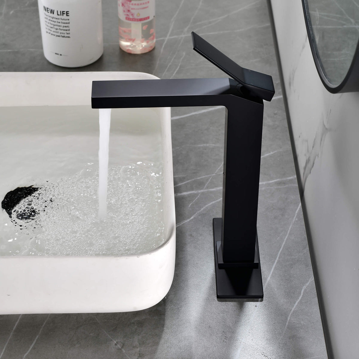 Tall Vessel Sink Faucet with Drain Assembly Single Handle Vanity Faucet for Above Counter Basin