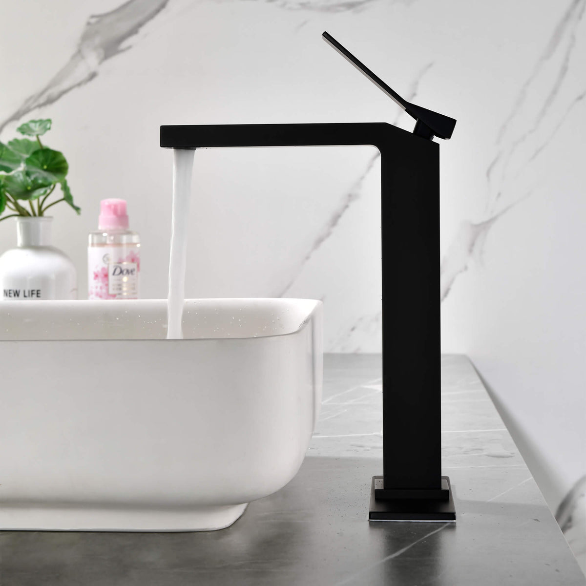Tall Vessel Sink Faucet with Drain Assembly Single Handle Vanity Faucet for Above Counter Basin