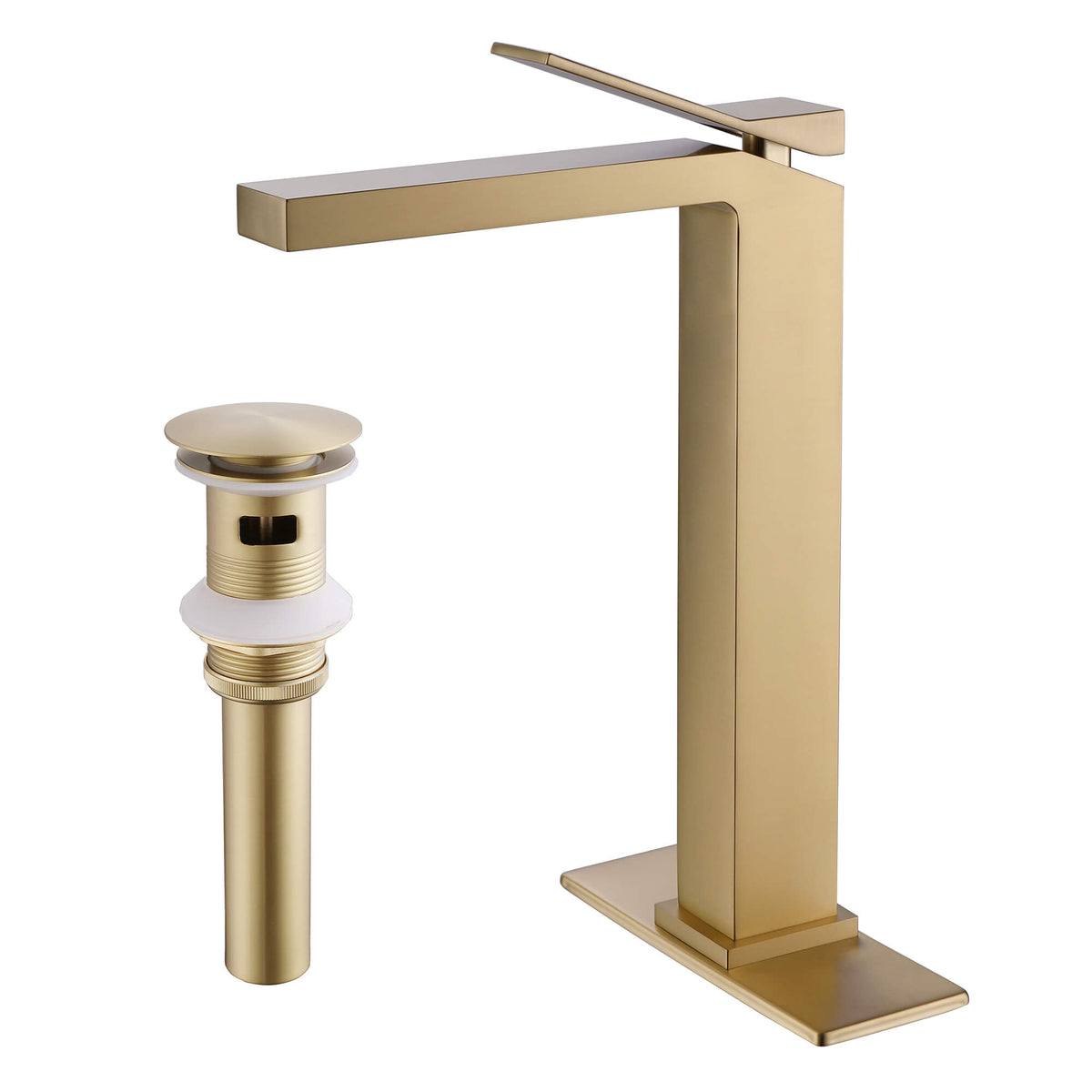 Tall Vessel Sink Faucet with Drain Assembly Single Handle Vanity Faucet for Above Counter Basin