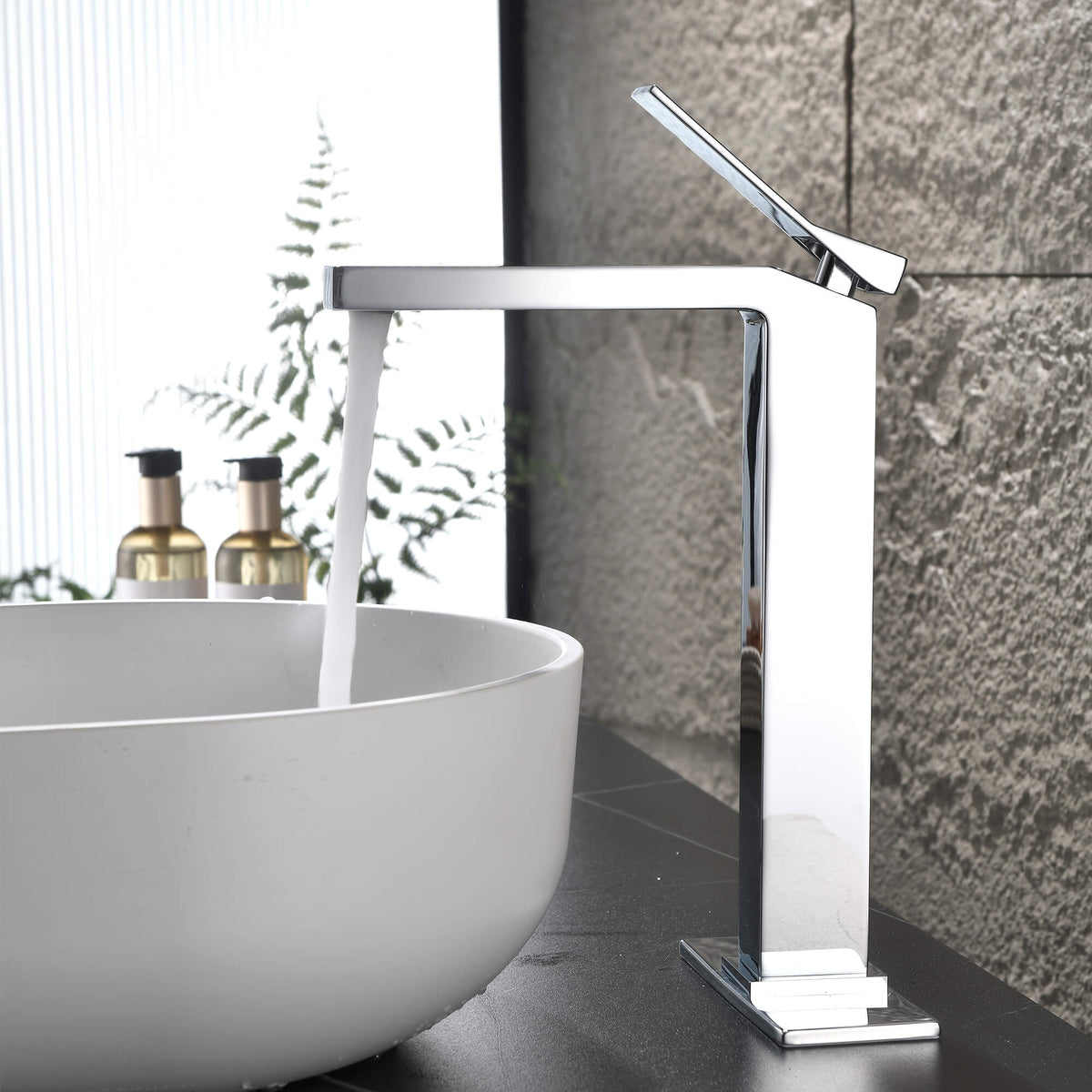 Tall Vessel Sink Faucet with Drain Assembly Single Handle Vanity Faucet for Above Counter Basin