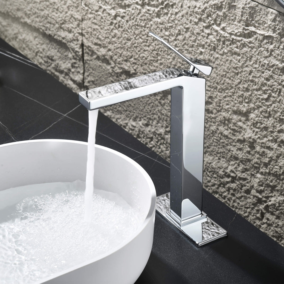 Tall Vessel Sink Faucet with Drain Assembly Single Handle Vanity Faucet for Above Counter Basin