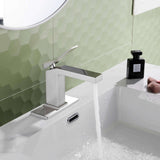 Contemporary Flat Spout Faucet for Deck Mount Sink