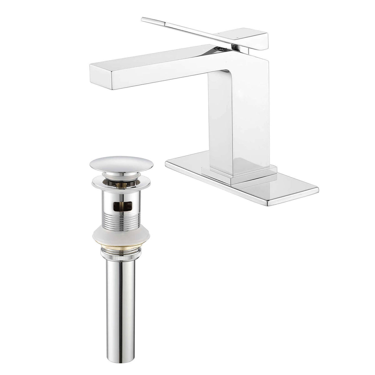 Stylish Single-Handle Bathroom Sink Faucet with Elegant Cover Plate