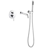 Wall-Mounted Tub Filler with Integrated Handheld Shower