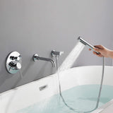 Wall-Mounted Tub Filler with Integrated Handheld Shower