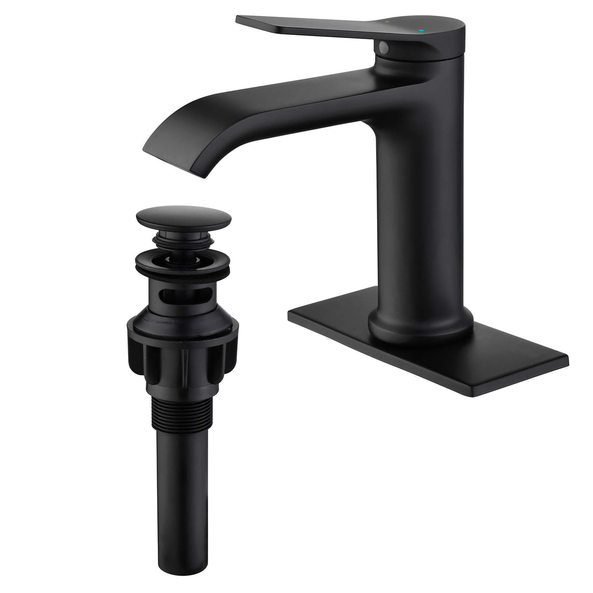 Single Handle Bathroom Basin Faucet with Pop-Up Drain and Deck Plate