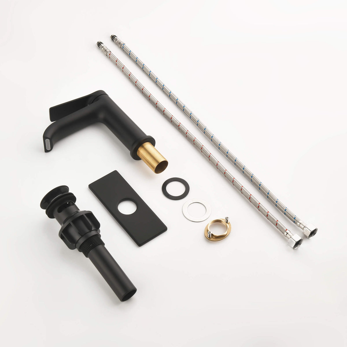Single Handle Bathroom Basin Faucet with Pop-Up Drain and Deck Plate