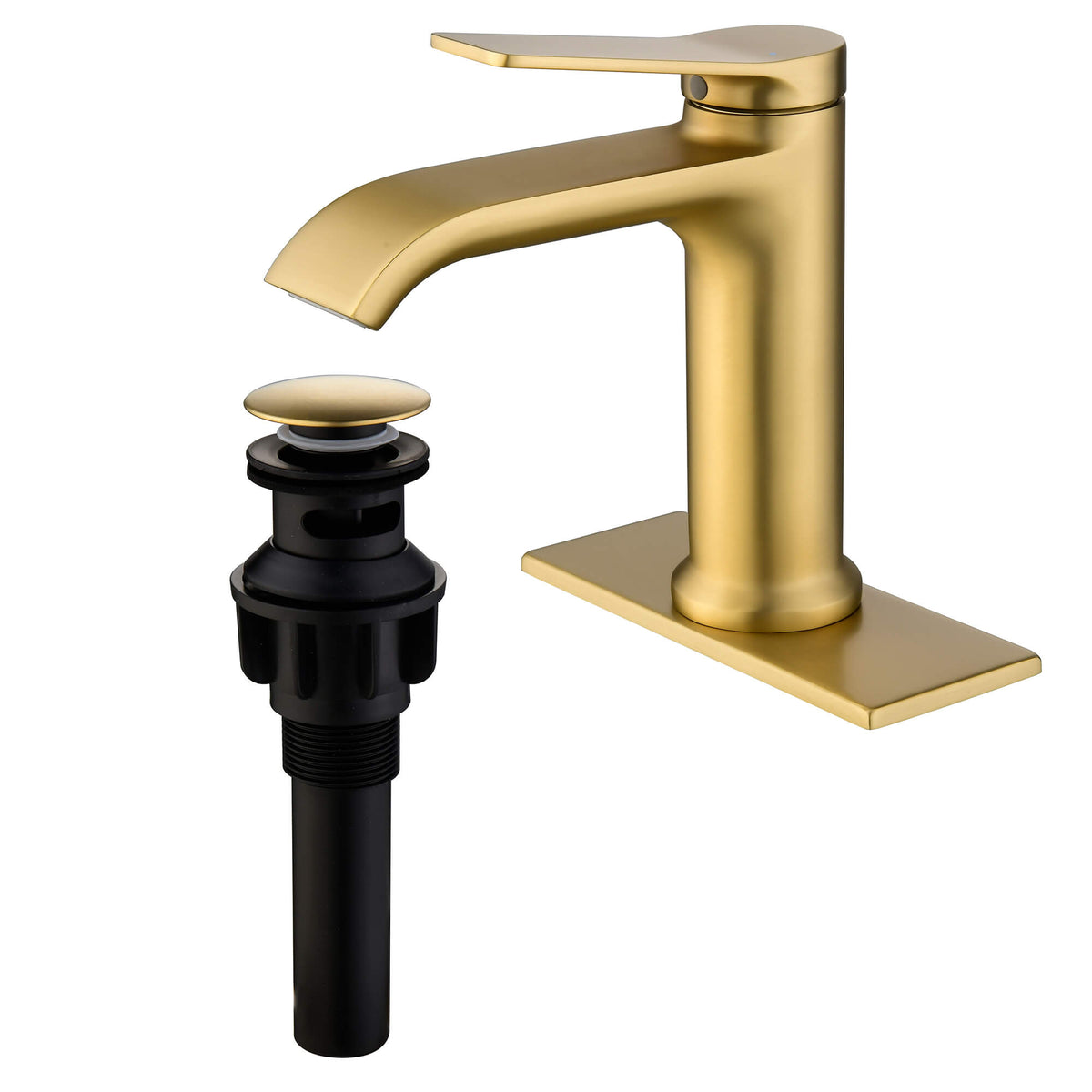 Single Handle Bathroom Basin Faucet with Pop-Up Drain and Deck Plate