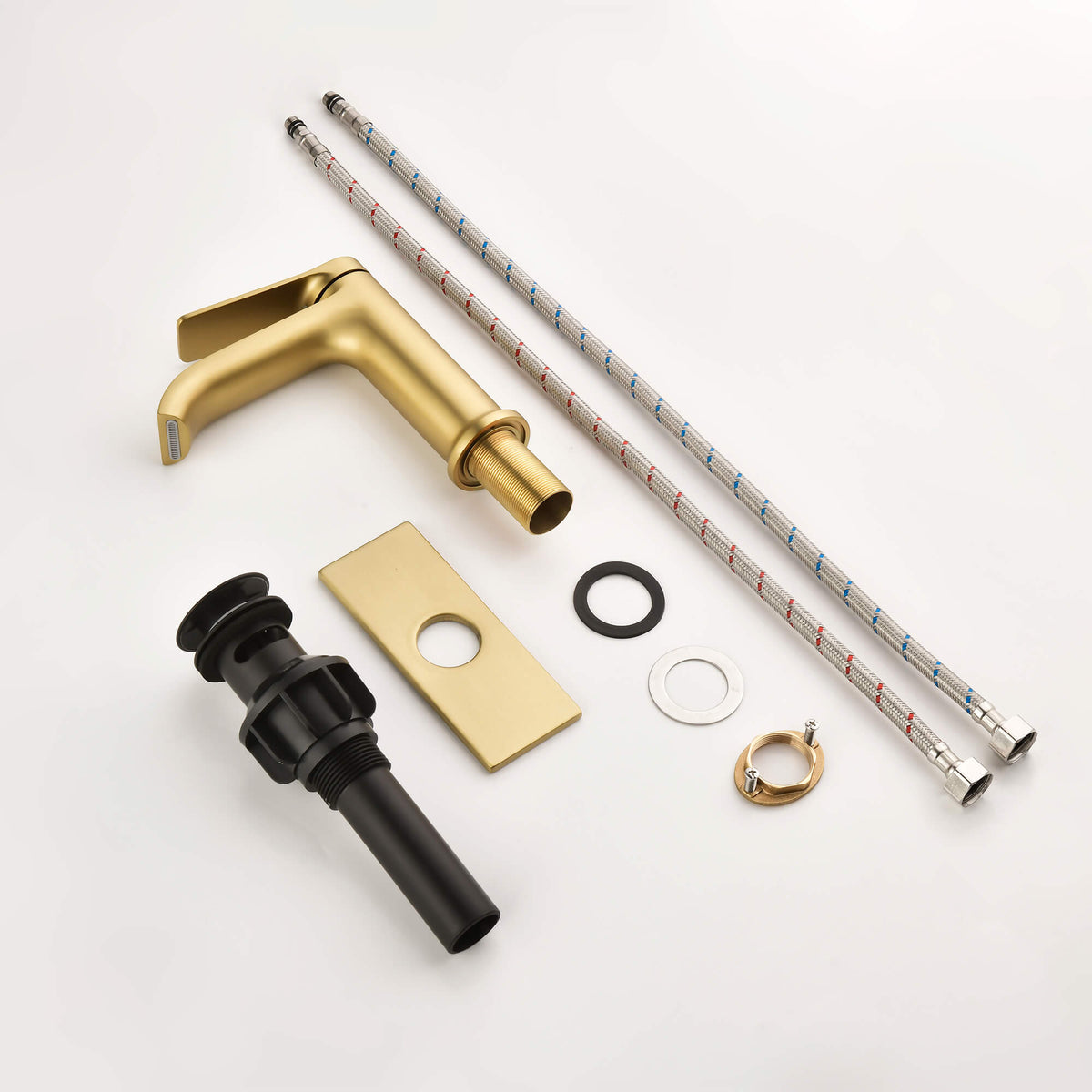 Single Handle Bathroom Basin Faucet with Pop-Up Drain and Deck Plate