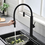 Single Handle Pull Out Kitchen Faucet with 180° Swivel Spout Solid Brass