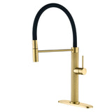 Single Handle Pull Out Kitchen Faucet with 180° Swivel Spout Solid Brass