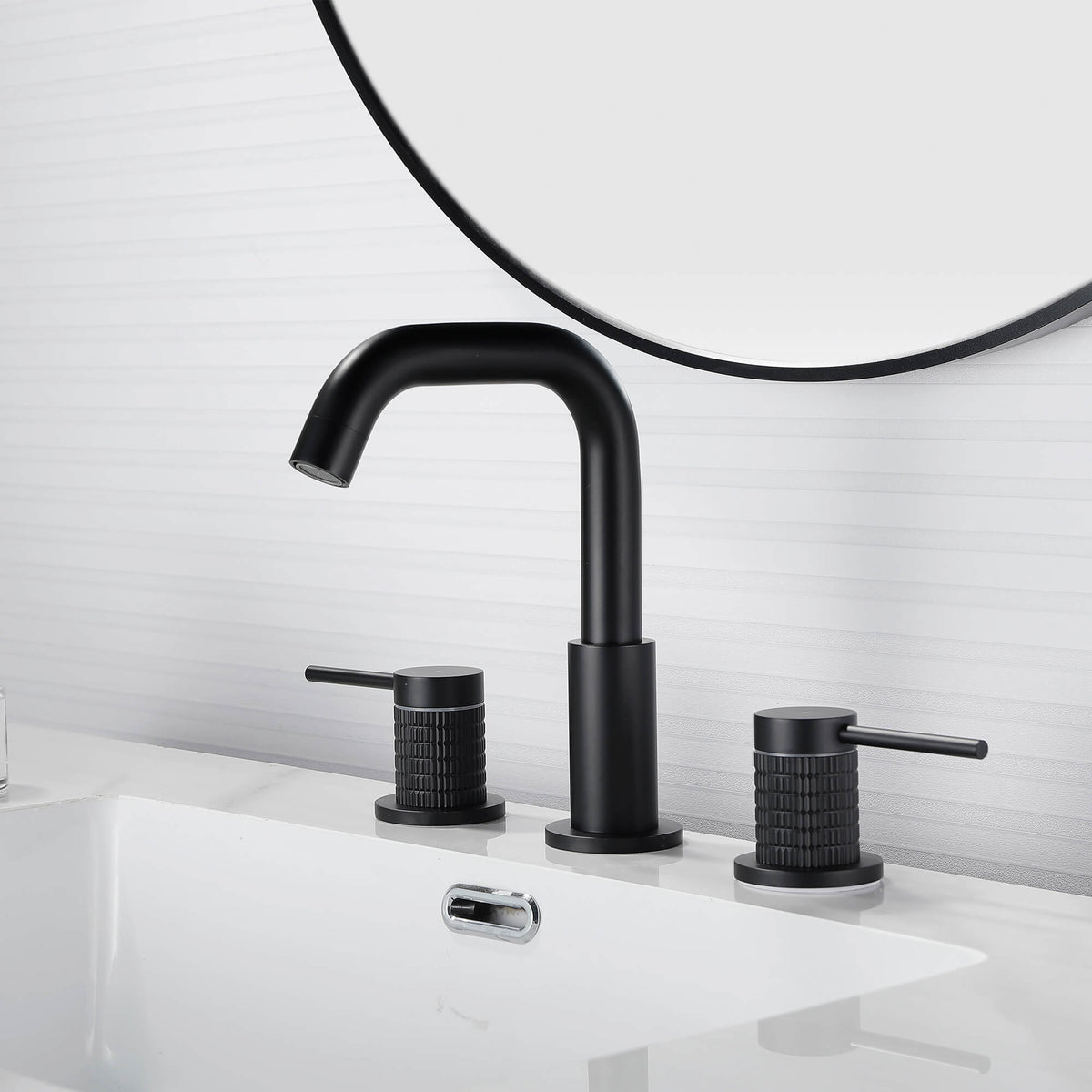 Widespread Basin Tap with Rotating Gooseneck Spout
