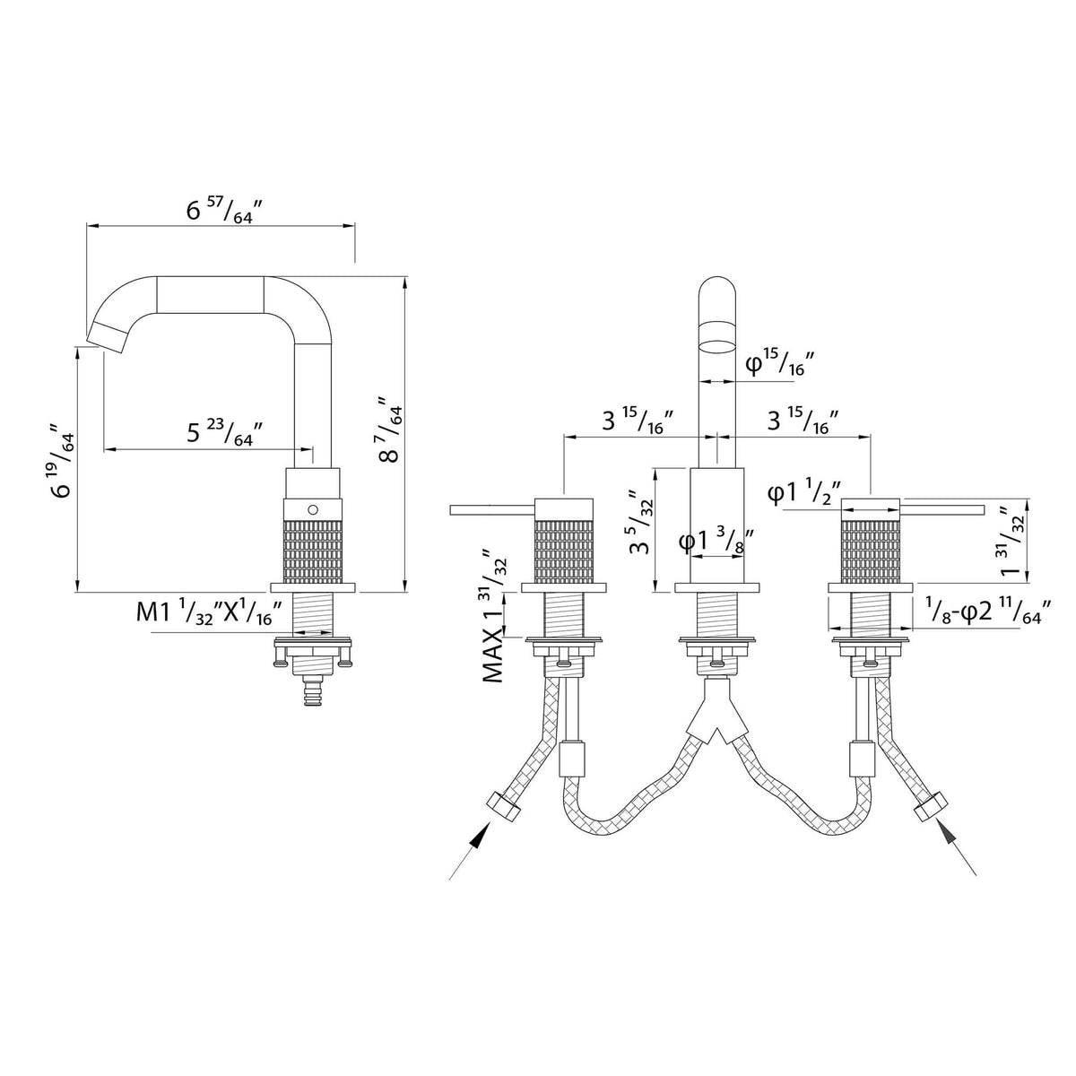 Widespread Basin Tap with Rotating Gooseneck Spout