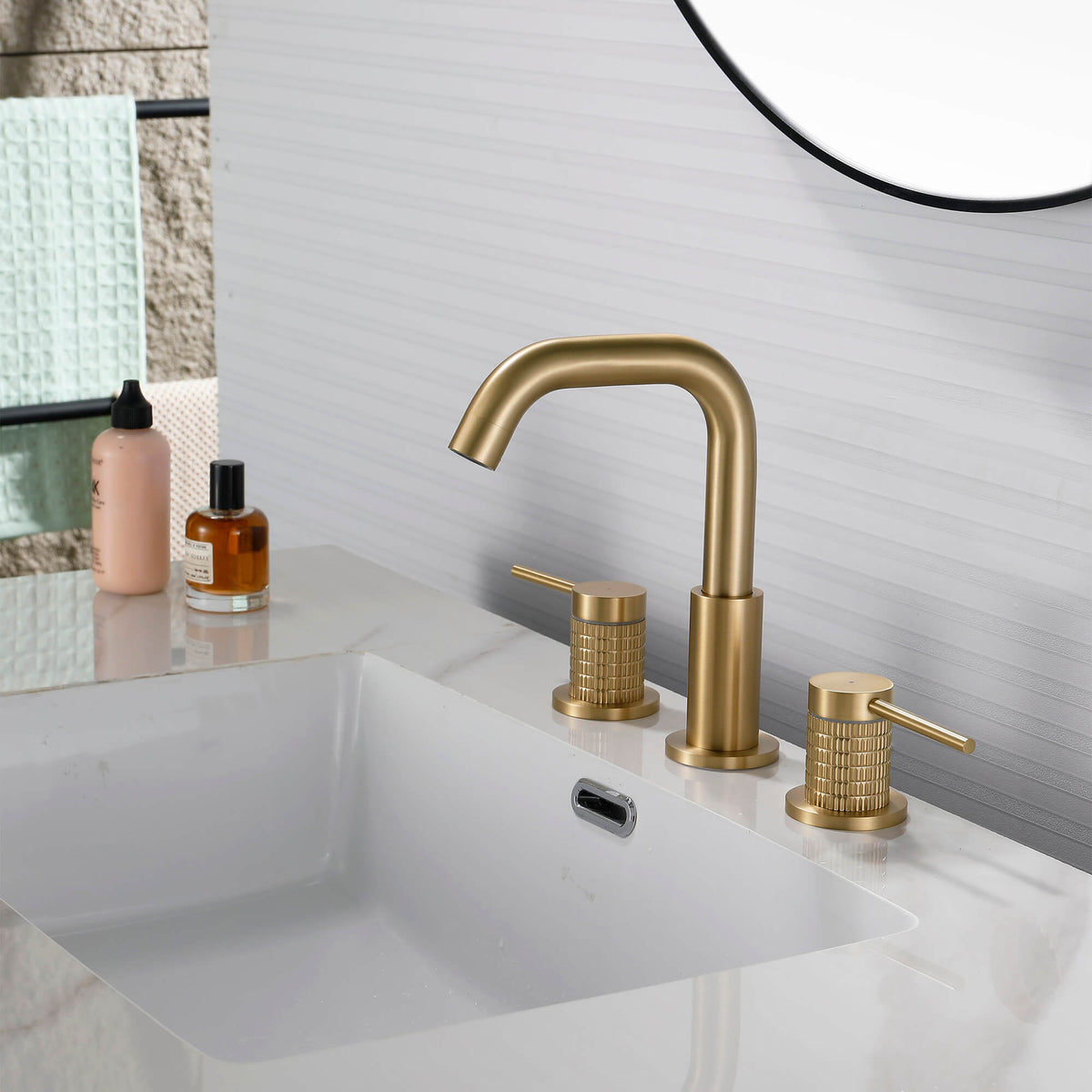 Widespread Basin Tap with Rotating Gooseneck Spout
