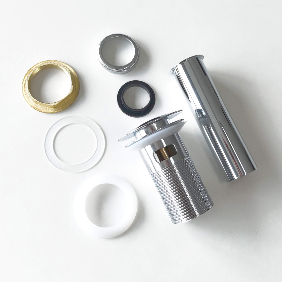 Bathroom Sink Pop-Up Drain with Overflow Polished Chrome Brass & Stainless Steel