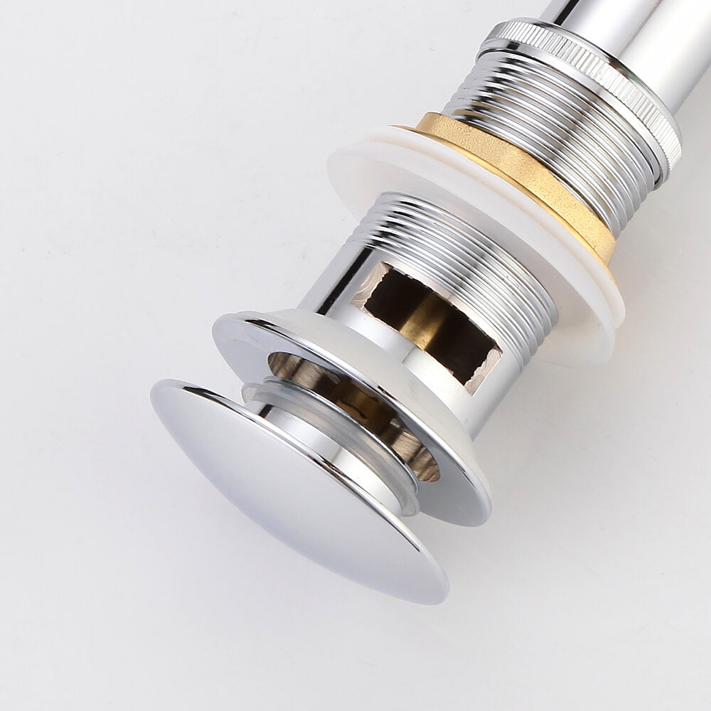 Bathroom Sink Pop-Up Drain with Overflow Polished Chrome Brass & Stainless Steel