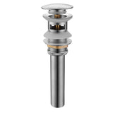 Bathroom Sink Pop-Up Drain with Overflow Polished Chrome Brass & Stainless Steel