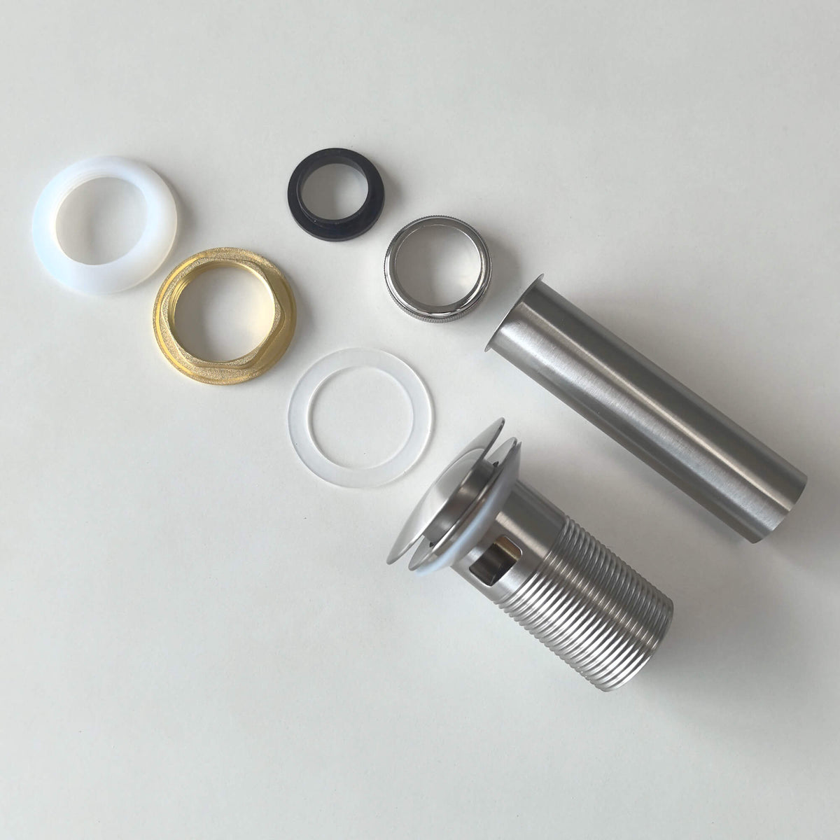 Bathroom Sink Pop-Up Drain with Overflow Polished Chrome Brass & Stainless Steel