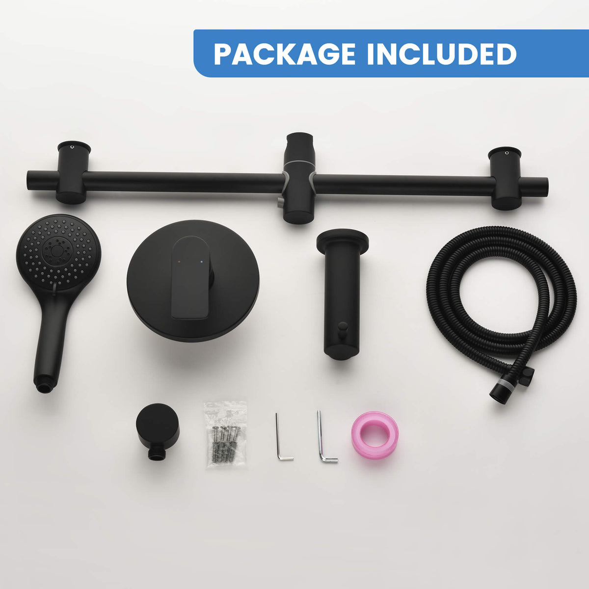 Tub and Shower Faucet Set with 3-Function Handheld Shower Height & Angle Adjustable