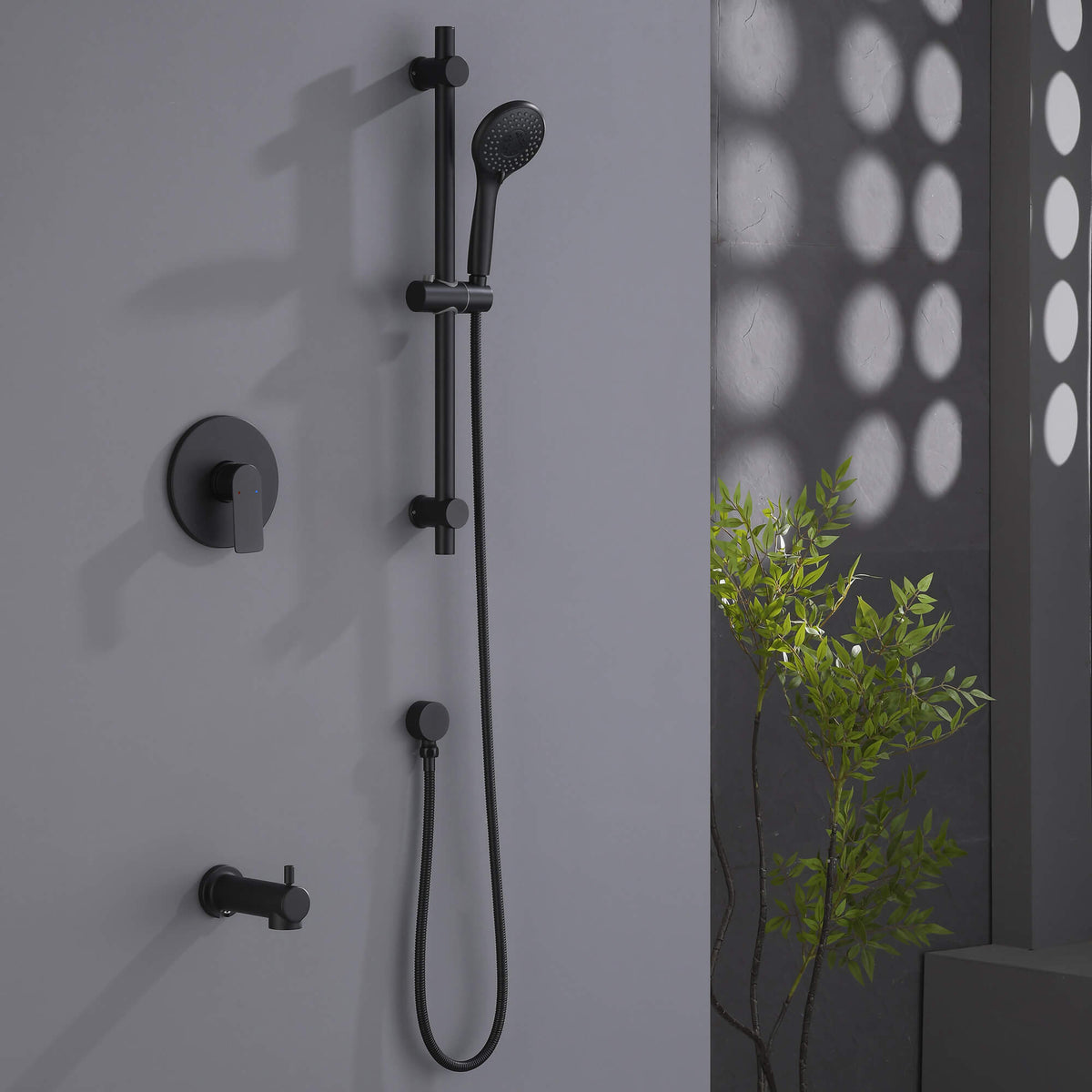 Tub and Shower Faucet Set with 3-Function Handheld Shower Height & Angle Adjustable
