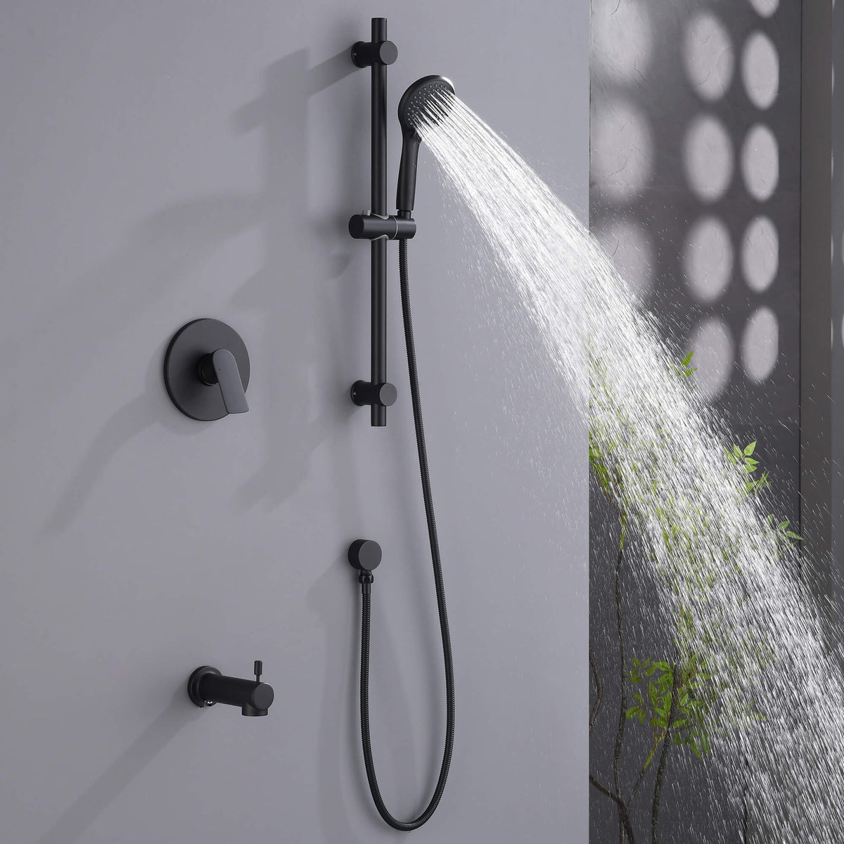 Tub and Shower Faucet Set with 3-Function Handheld Shower Height & Angle Adjustable