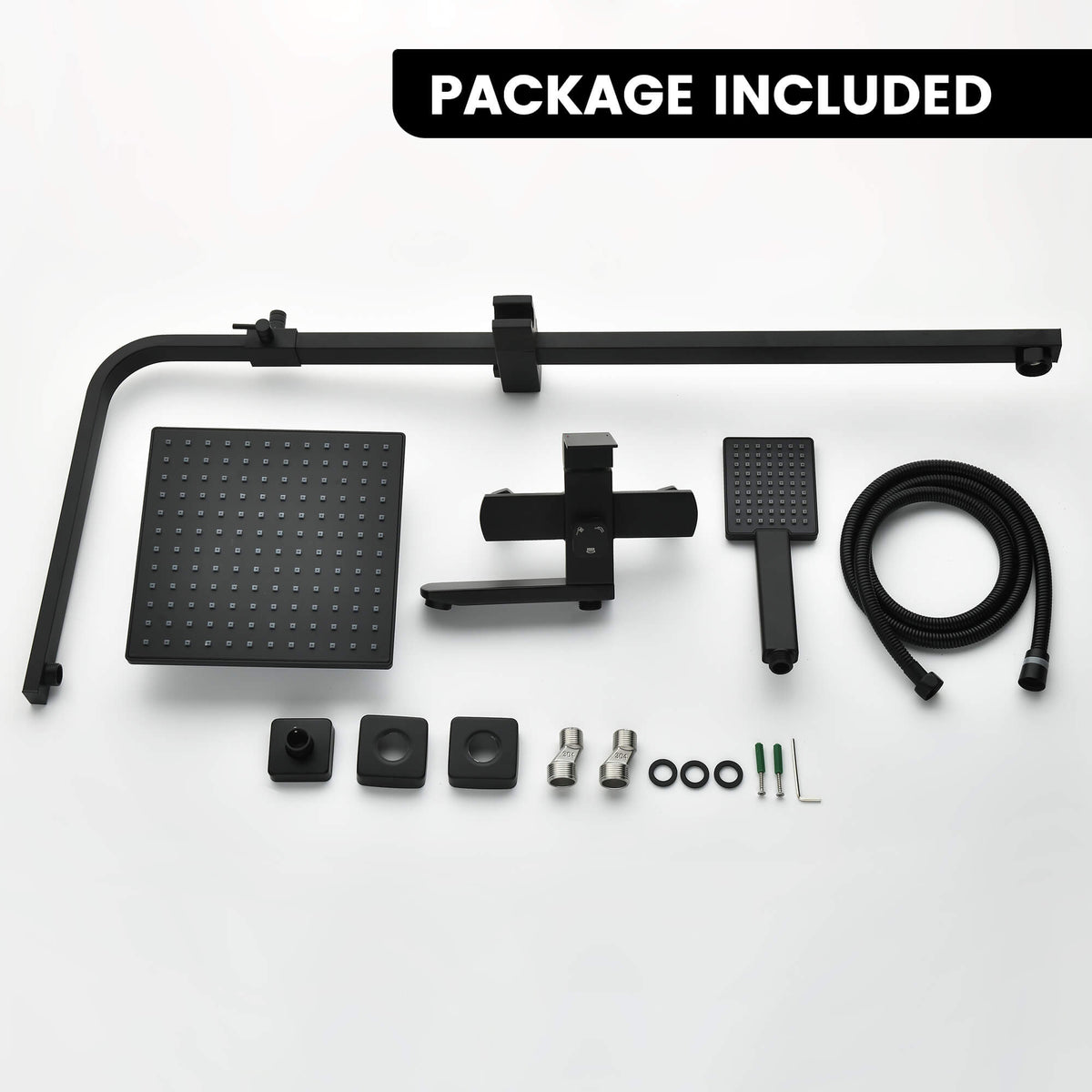 3-Function Shower System with Rainfall Head Handheld Shower and 180 Degree Folding Tub Spout