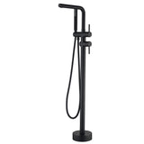 Freestanding Tub Filler with Handheld Shower Floor Mount Bathtub Faucet