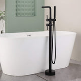 Freestanding Tub Filler with Handheld Shower Floor Mount Bathtub Faucet