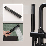 Freestanding Tub Filler with Handheld Shower Floor Mount Bathtub Faucet