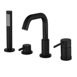 4-Hole Roman Tub Faucet with Hand Shower Deck-Mounted Bathtub Filler